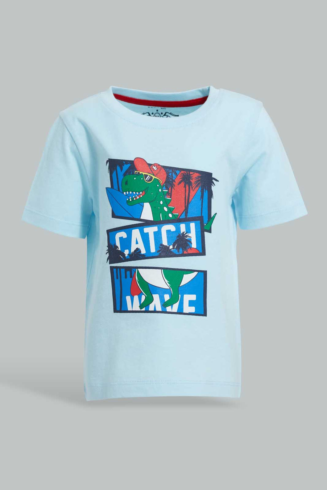 Redtag-Aqua-Dino-Ss-T-Shirt-Graphic-Prints-Infant-Boys-3 to 24 Months