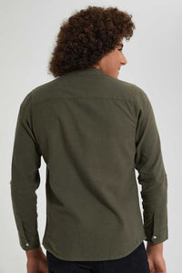 Redtag-Olive-Long-Sleeve-Shirt-Casual-Shirts-Senior-Boys-9 to 14 Years
