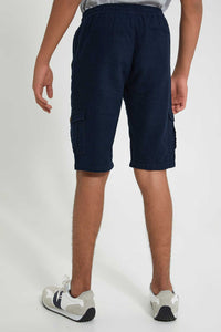 Redtag-Black-Jogger-Short-Chino-Shorts-Senior-Boys-9 to 14 Years