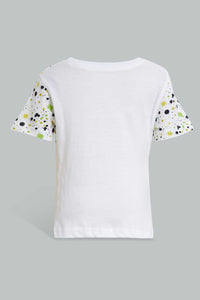 Redtag-White-Splatter-Tshirt-And-Black-Short-Basic-Casual-Set-Sets-Infant-Boys-3 to 24 Months