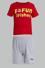 تنزيل الصورة على معرض الصور، Redtag-Red-Tshirt-With-Grey-Short-Casual-Set-Sets-Infant-Boys-3 to 24 Months
