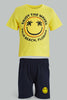 Redtag-Lemon-Tshirt-With-Navy-Short-Casual-Set-Sets-Infant-Boys-3 to 24 Months