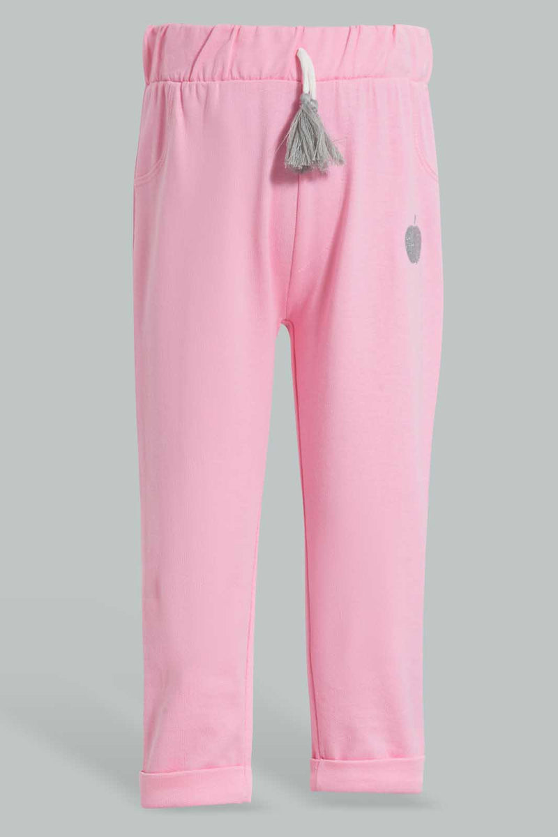 Redtag-Pink-Solid-Active-Pant-Joggers-Infant-Girls-3 to 24 Months