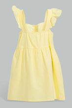 Load image into Gallery viewer, Redtag-Yellow-Front-Buttons-Frill-Sleeves-Dress-Dresses-Infant-Girls-3 to 24 Months
