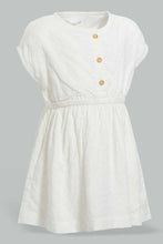 Load image into Gallery viewer, Redtag-Off-White-All-Over-Schiffli-Front-Buttons-Dress-Dresses-Infant-Girls-3 to 24 Months
