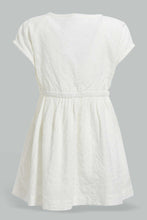 Load image into Gallery viewer, Redtag-Off-White-All-Over-Schiffli-Front-Buttons-Dress-Dresses-Infant-Girls-3 to 24 Months
