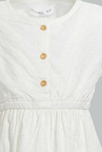 Load image into Gallery viewer, Redtag-Off-White-All-Over-Schiffli-Front-Buttons-Dress-Dresses-Infant-Girls-3 to 24 Months
