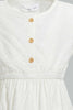 Redtag-Off-White-All-Over-Schiffli-Front-Buttons-Dress-Dresses-Infant-Girls-3 to 24 Months