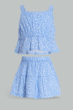 Load image into Gallery viewer, Redtag-Blue-Floral-Aop-Top-And-Skirt-Sets-Infant-Girls-3 to 24 Months
