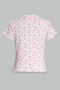 Redtag-White-Floral-Collared-Top-Category:T-Shirts,-Colour:Assorted,-Filter:Senior-Girls-(9-to-14-Yrs),-GSR-T-Shirts,-New-In,-New-In-GSR,-Non-Sale,-S22D,-Section:Kidswear,-TBL-Senior-Girls-