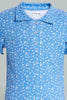 Redtag-Blue/White-Disty-Print-Collared-Top-Category:T-Shirts,-Colour:Assorted,-Filter:Senior-Girls-(9-to-14-Yrs),-GSR-T-Shirts,-New-In,-New-In-GSR,-Non-Sale,-S22D,-Section:Kidswear,-TBL-Senior-Girls-
