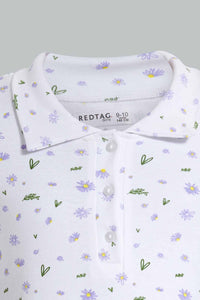 Redtag-Purple/Whitefloral-Print-Collared-Top-Category:T-Shirts,-Colour:Assorted,-Filter:Senior-Girls-(9-to-14-Yrs),-GSR-T-Shirts,-New-In,-New-In-GSR,-Non-Sale,-S22D,-Section:Kidswear,-TBL-Senior-Girls-