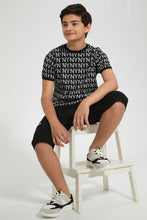 Load image into Gallery viewer, Redtag-Black-Aop-Jacquard-T-Shirt-All-Over-Prints-T-Shirts-Senior-Boys-9 to 14 Years
