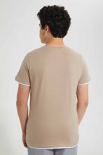 Load image into Gallery viewer, Redtag-Beige-Plain-Jacquard-T-Shirt-Plain-T-Shirts-Senior-Boys-9 to 14 Years
