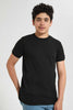 Redtag-Black-Plain-Jacquard-T-Shirt-Plain-T-Shirts-Senior-Boys-9 to 14 Years