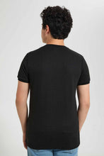 Load image into Gallery viewer, Redtag-Black-Plain-Jacquard-T-Shirt-Plain-T-Shirts-Senior-Boys-9 to 14 Years
