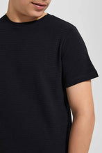 Load image into Gallery viewer, Redtag-Black-Plain-Jacquard-T-Shirt-Plain-T-Shirts-Senior-Boys-9 to 14 Years
