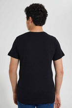 Load image into Gallery viewer, Redtag-Black-Plain-Jacquard-T-Shirt-Plain-T-Shirts-Senior-Boys-9 to 14 Years
