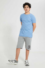 Load image into Gallery viewer, Redtag-Blue-Plain-Jacquard-T-Shirt-Plain-T-Shirts-Senior-Boys-9 to 14 Years
