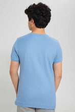 Load image into Gallery viewer, Redtag-Blue-Plain-Jacquard-T-Shirt-Plain-T-Shirts-Senior-Boys-9 to 14 Years
