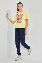 تنزيل الصورة على معرض الصور، Redtag-Yellow-Drop-Shoulder-Foil-Print-Top-Graphic-Prints-Senior-Girls-9 to 14 Years
