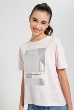 Load image into Gallery viewer, Redtag-Pink-Drop-Shoulder-Foil-Print-Top-Graphic-Prints-Senior-Girls-9 to 14 Years
