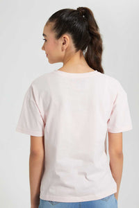 Redtag-Pink-Drop-Shoulder-Foil-Print-Top-Graphic-Prints-Senior-Girls-9 to 14 Years