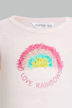 Load image into Gallery viewer, Redtag-Pink-Rainbow-Artwork-T-Shirt-Embellished-T-Shirts-Infant-Girls-3 to 24 Months
