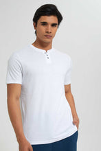 تنزيل الصورة على معرض الصور، Redtag-White-Henley-T-Shirt-Plain-Men&#39;s-
