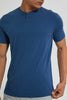 Redtag-Blue-Henley-T-Shirt-Plain-Men's-