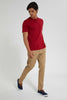 Redtag-Red-Henley-T-Shirt-Plain-Men's-