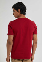 تنزيل الصورة على معرض الصور، Redtag-Red-Henley-T-Shirt-Plain-Men&#39;s-
