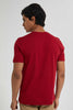 Redtag-Red-Henley-T-Shirt-Plain-Men's-