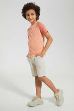 Load image into Gallery viewer, Redtag-Brown-Raglan-Qtr-Shirt-Casual-Shirts-Boys-2 to 8 Years
