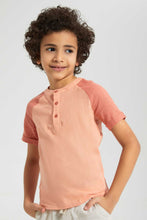 Load image into Gallery viewer, Redtag-Brown-Raglan-Qtr-Shirt-Casual-Shirts-Boys-2 to 8 Years
