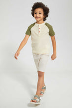 Load image into Gallery viewer, Redtag-Olive-Raglan-Qtr-Shirt-Casual-Shirts-Boys-2 to 8 Years
