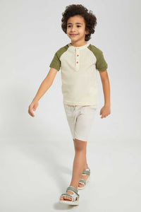 Redtag-Olive-Raglan-Qtr-Shirt-Casual-Shirts-Boys-2 to 8 Years