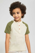 Load image into Gallery viewer, Redtag-Olive-Raglan-Qtr-Shirt-Casual-Shirts-Boys-2 to 8 Years
