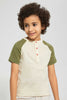 Redtag-Olive-Raglan-Qtr-Shirt-Casual-Shirts-Boys-2 to 8 Years