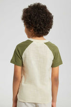 Load image into Gallery viewer, Redtag-Olive-Raglan-Qtr-Shirt-Casual-Shirts-Boys-2 to 8 Years
