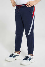 Load image into Gallery viewer, Redtag-Grey-Rib-Stripe-Interlock-Track-Pant-Joggers-Boys-2 to 8 Years
