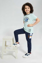 Load image into Gallery viewer, Redtag-Navy-Side-Cut-N-Sew-Panel-Track-Pant-Joggers-Boys-2 to 8 Years
