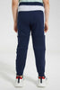 Redtag-Navy-Side-Cut-N-Sew-Panel-Track-Pant-Joggers-Boys-2 to 8 Years