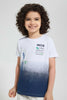 Redtag-White/Navy-Ombre-T-Shirt-And-Short-Set-Sets-Boys-2 to 8 Years