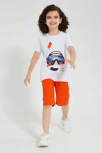 تنزيل الصورة على معرض الصور، Redtag-White-Diving-Lenticular-T-Shirt-And-Short-Set-Sets-Boys-2 to 8 Years
