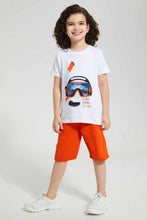 تنزيل الصورة على معرض الصور، Redtag-White-Diving-Lenticular-T-Shirt-And-Short-Set-Sets-Boys-2 to 8 Years
