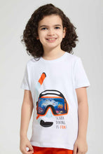 تنزيل الصورة على معرض الصور، Redtag-White-Diving-Lenticular-T-Shirt-And-Short-Set-Sets-Boys-2 to 8 Years
