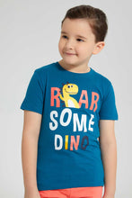 Load image into Gallery viewer, Redtag-Navy-Roarsome-Print-T-Shirt-And-Short-Set-Sets-Boys-2 to 8 Years
