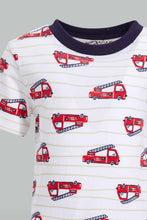 Load image into Gallery viewer, Redtag-Truck-Blue-And-White-Printed-Pj-Set-Short-(4-Pack)-Pyjama-Sets-Infant-Boys-3 to 24 Months
