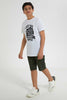 Redtag-Olive-Pique-Active-Short-Active-Shorts-Senior-Boys-9 to 14 Years